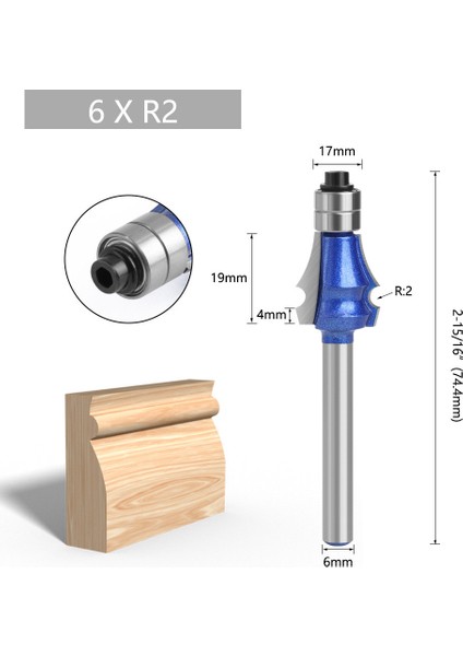 6 mm Çizim Hattı Bit Yönlendirici Bit Ağaç Işleme Freze Kesicisi Ahşap Bit Yüz Değirmeni Karbür Kesici Uçlu Değirmen Rulman ile (Yurt Dışından)