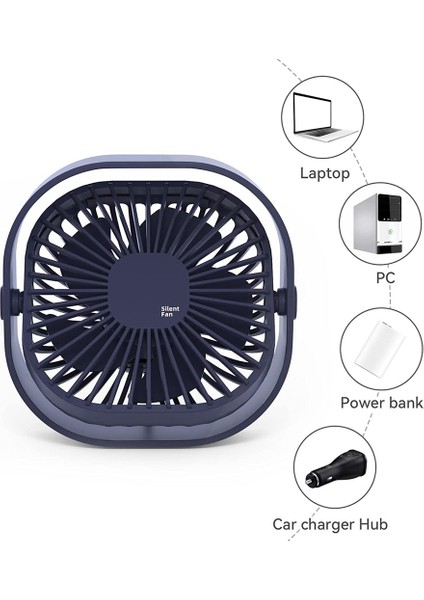 Küçük USB Masa Fanı, 3 Hızlı Taşınabilir Masa 360°DÖNEBILEN Kişisel Mini Soğutma Fanı Tak Mavi (Yurt Dışından)