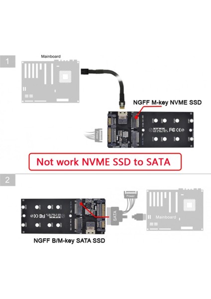 Sata 22PIN Adaptör SFF-8654 - M.2 U2 Kiti Ngff M-Key - Sas Nvme Pcıe SSD Sata SSD Adaptör Yükseltici Kart Anakart ile Uyumlu (Yurt Dışından)