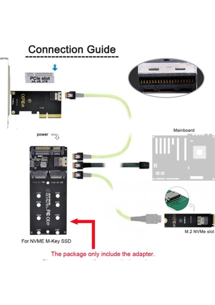 Sata 22PIN Adaptör SFF-8654 - M.2 U2 Kiti Ngff M-Key - Sas Nvme Pcıe SSD Sata SSD Adaptör Yükseltici Kart Anakart ile Uyumlu (Yurt Dışından)