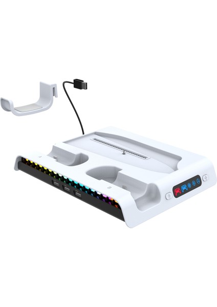 3 Hızlı Hava Akışına Sahip Ince Konsol Soğutma Istasyonuyla Uyumlu Gamepad Tutucu Rgb Işıklı Şarj Edici Kulaklık Askısı (Yurt Dışından)