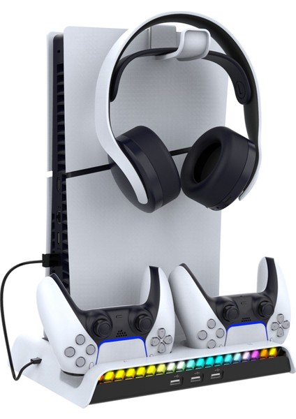 3 Hızlı Hava Akışına Sahip Ince Konsol Soğutma Istasyonuyla Uyumlu Gamepad Tutucu Rgb Işıklı Şarj Edici Kulaklık Askısı (Yurt Dışından) indirimleri