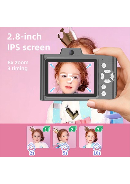 1080P Çocuk Kamerası 48MP Çift Lensler 8x Optik Zoom Mini 2.8in Tft Ekran Erkek Kız Çocuklarla Uyumlu Harika Hediye-Siyah (Yurt Dışından) fırsatları