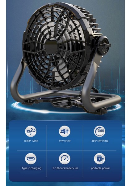 LED Işıklı Taşınabilir Dış Mekan Yer Vantilatörü USB Tipi Bağlantı Noktası Kademesiz Hız Ayarı Garaj / Veranda Için Uygun A (Yurt Dışından) fiyatları