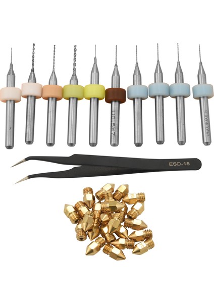 3D Yazıcı Meme Kiti Mk8 Ekstruder Nozulları Bakır Baskı Kafası -10 Için Temizleme Matkap Uçları ile (Yurt Dışından)