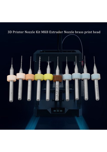 3D Yazıcı Meme Kiti Mk8 Ekstruder Nozulları Bakır Baskı Kafası -10 Için Temizleme Matkap Uçları ile (Yurt Dışından) fiyatları