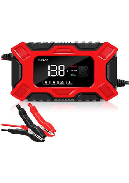 Araç Akü Şarj Cihazı Kurşun-Asit 12V Şarj Cihazı LCD Ekran Araç Şarj Cihazı Motosiklet Şarj Cihazı Tam Otomatik Durdurma Ab Tak (Yurt Dışından)