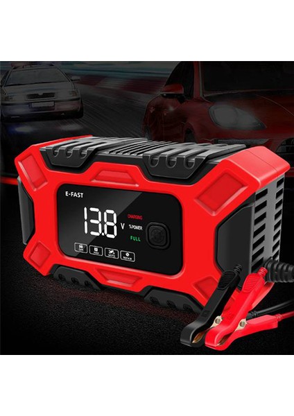 Araç Akü Şarj Cihazı Kurşun-Asit 12V Şarj Cihazı LCD Ekran Araç Şarj Cihazı Motosiklet Şarj Cihazı Tam Otomatik Durdurma Ab Tak (Yurt Dışından)