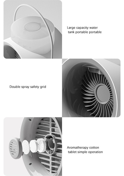 USB Taşınabilir Hava Soğutucu Fan Mini Klima 4000MAH 350ML Soğutma 120 Derece Geniş Açı Ev Yatak Odası Için B (Yurt Dışından)