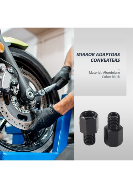 2 Adet Motosiklet Ayna Adaptörü Saat Yönünde 8mm'yi 10MM Siyah'a Dönüştürür (Yurt Dışından)