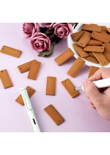 100 Adet 45X20MM Dikdörtgen Ahşap Etiketler Anahtarlık Yüzükler, Bambu Bitmemiş Ahşap Anahtarlık Etiketi (Yurt Dışından) modelleri