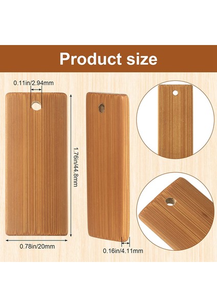 100 Adet 45X20MM Dikdörtgen Ahşap Etiketler Anahtarlık Yüzükler, Bambu Bitmemiş Ahşap Anahtarlık Etiketi (Yurt Dışından) fırsatları