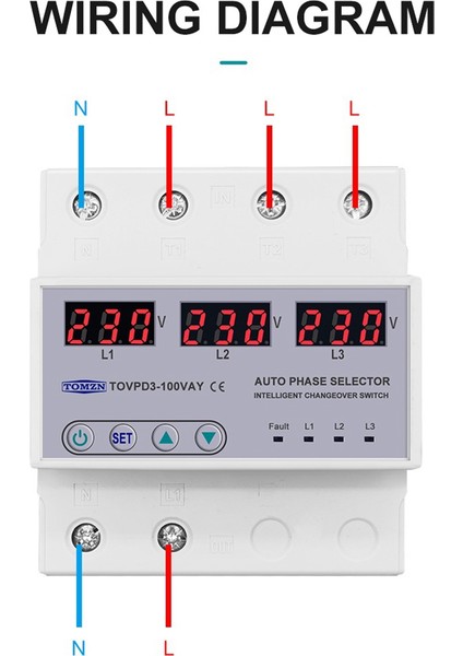 Многоцелевые Наборы,tomzn 100A 3 Fazlı 3p+N Raylı Faz Seçici Voltmetre Ayarlanabilir Aşırı ve Düşük Gerilim Korumalı Monitör Röleleri Koruyucu (Yurt Dışından) fiyatları
