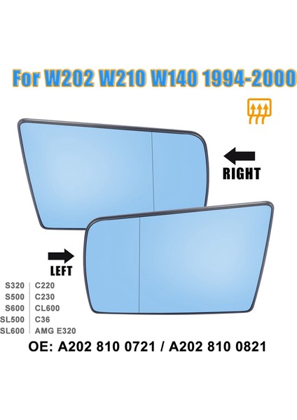 Sağ Yan Ayna Camı Isıtmalı Destek Plakalı C W202 E W210 S W140 1994-2000 ile Uyumlu (Yurt Dışından) fiyatları