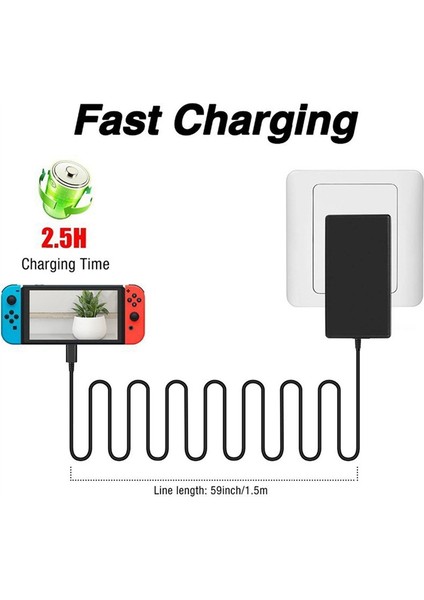 Ac Adaptör Şarj Cihazı Ns Oyun Konsolu ile Uyumlu Duvar Seyahat Ev Şarjı 15 V 2.6A USB Tip C Güç Ab Tak (Yurt Dışından) modelleri