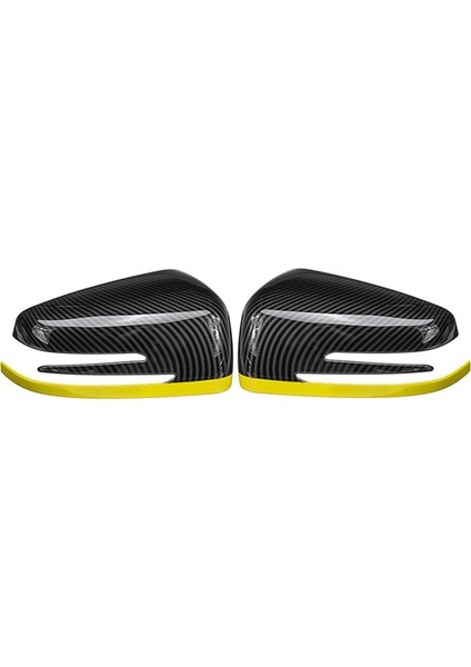 2x Araba Dikiz Yan Aynalar Kapak Kapağı ile Uyumlu - Ce Cla Gla Sınıfı W176 W117 Karbon + Sarı (Yurt Dışından)