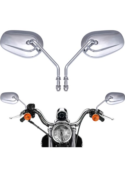 8mm Krom Motosiklet Sportster Aynalar Uzun Kök Road Street Glide Road Glide Softail 1982-2020 ile Uyumlu (Yurt Dışından) modelleri