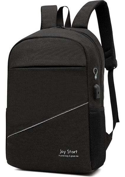 Adam Dizüstü Sırt Çantası USB Şarj Bilgisayar Sırt Çantaları Rahat Tarzı Büyük Sırt Çantası Iş Seyahat Çantası Mochilas Hombre Sırt Çantası Siyah (Yurt Dışından)