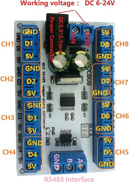 Eletechsup 8ch DS18B20 RS485 Modbus Rtu Sıcaklık Kontrol Sensörü Uzaktan Dijital Modül Plc R4DCB08 (Yurt Dışından) fırsatları