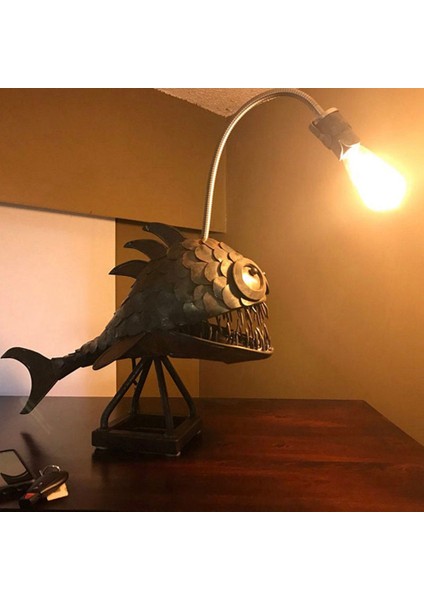 2x Fener Balık Lambası USB Şarj Edilebilir Masaüstü Metal Işık El Yapımı Zanaat Ev Oturma Odası Dekorasyon Küçük (Yurt Dışından) modelleri