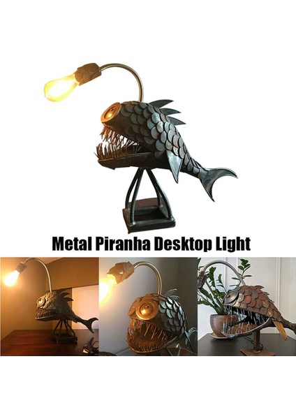 2x Fener Balık Lambası USB Şarj Edilebilir Masaüstü Metal Işık El Yapımı Zanaat Ev Oturma Odası Dekorasyon Küçük (Yurt Dışından) fırsatları