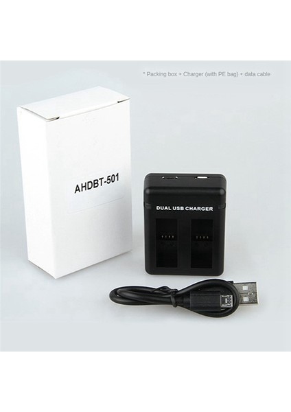 Hero 5 6 7 8 Hero5 Black Cam ile Uyumlu Çift Bağlantı Noktalı Yuva AHDBT-501 Pil Şarj Cihazı (Yurt Dışından)