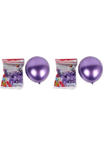 100 Adet 10 Inç Metalik Lateks Balonlar Kalın Krom Parlak Metal Inci Balon Globos Parti Dekoru Için - Mor (Yurt Dışından)