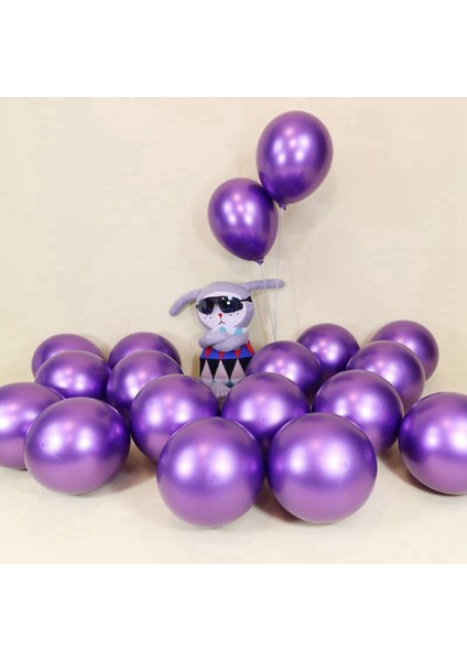 100 Adet 10 Inç Metalik Lateks Balonlar Kalın Krom Parlak Metal Inci Balon Globos Parti Dekoru Için - Mor (Yurt Dışından)