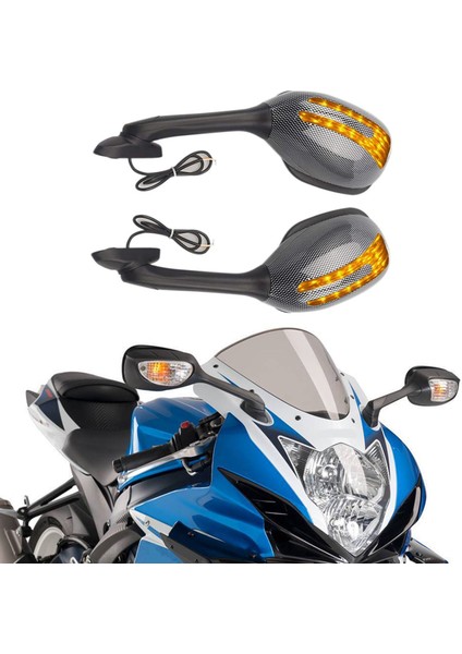 Motosiklet Dikiz Aynası LED Dönüş Sinyal Işığı Lambası Yan Kanat Aynaları ile Uyumlu Gsxr 600 750 1000 K5 K6 K7 K8 K9 (Yurt Dışından) fiyatları