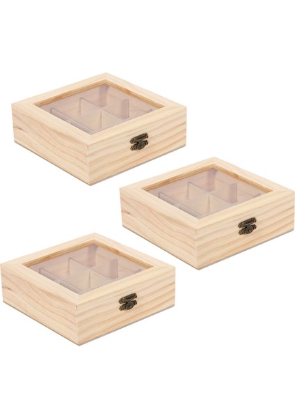 3x Ahşap Çay Poşeti Takı Organizatör Göğüs Saklama Kutusu 9 Bölme Çay Kutusu Organizatör Ahşap Şeker Paket Konteyner (Yurt Dışından)