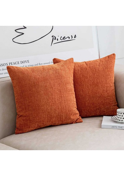 Yanmış Turuncu Yastık Kapakları 18X18 Inç 4'lü Set Modern Çiftlik Evi Rustik Dekoratif Kırlent Örtüsü Kare Yastık Kılıfı (Yurt Dışından)