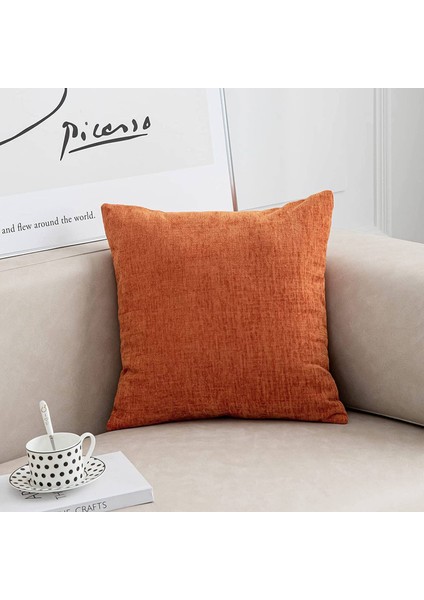 Yanmış Turuncu Yastık Kapakları 18X18 Inç 4'lü Set Modern Çiftlik Evi Rustik Dekoratif Kırlent Örtüsü Kare Yastık Kılıfı (Yurt Dışından)