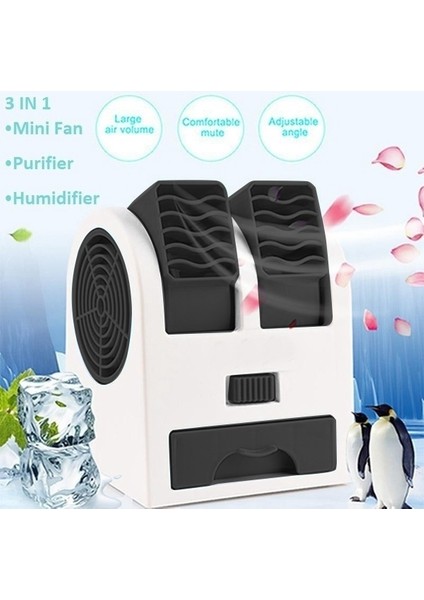 Mini Klima 3'ü 1 Arada Fan Nemlendirici Arıtma Ev/dış Mekan Usb/pil ile Çalışan Taşınabilir Sessiz Soğutucu (Yurt Dışından)