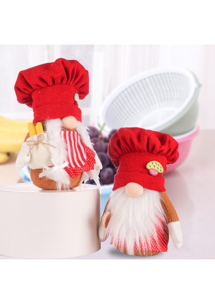 Noel Dekorasyonu Noel Kırmızı Örme Şef Şapkası Rudolph Dekorasyon Bebek Ev Pencere Dekorasyonu (Yurt Dışından) fırsatları