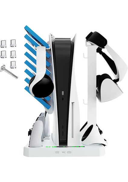 Soğutma Fanlı Ps Vr2 Şarj Istasyonu, Kulaklıklı Vr Şarj Ekran Standı ve Oyun Depolama Tutucu ile Uyumlu (Yurt Dışından)