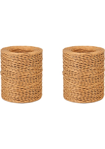 2 Adet 1.0mm Açık Kahverengi Çiçek Bağlama Tel Sarma Sicim El Yapımı Demir Tel Kağıt Rattan Çiçek Buketleri Için (Uzunluk: 210 M) (Yurt Dışından)