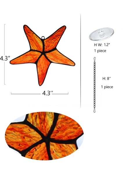 Vitray Pencere Asılı Denizyıldızı Dekoru, Pencere Için Yıldız Balık Suncatcher, Duvar Dekoru, Kabuklar ve Deniz Yıldızı Süslemeleri (Yurt Dışından) modelleri