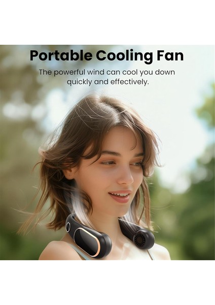 Taşınabilir Boyun Fanı, Şarj Edilebilir Kişisel Giyilebilir Fan Pille Çalışan 5 Hız, Dış Mekan Için USB Soğutma (Yurt Dışından)