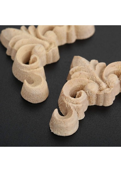 20 Adet Oyma Boyasız Avrupa Ahşap Mobilya Pencere Köşe Ahşap Aplike Onlay Ahşap Figürler Süs 4x4 cm (Yurt Dışından)