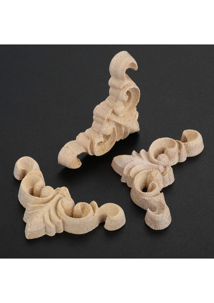 20 Adet Oyma Boyasız Avrupa Ahşap Mobilya Pencere Köşe Ahşap Aplike Onlay Ahşap Figürler Süs 4x4 cm (Yurt Dışından)