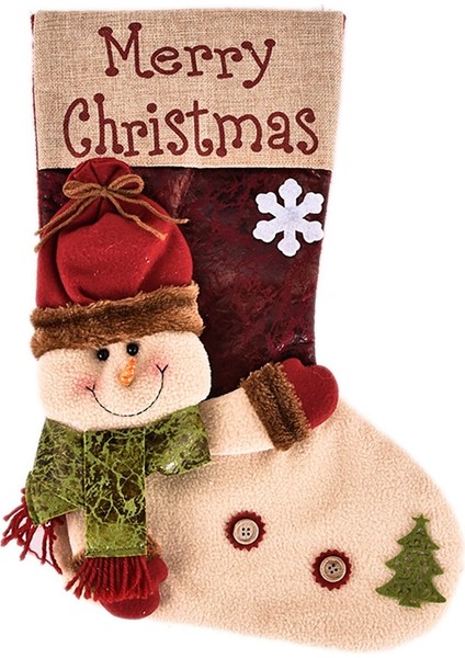 Ev Için Noel Çorabı Şeker Hediye Çantası Yeni Yıl Şömine Noel Ağacı Süsleme, Kardan Adam (Yurt Dışından)