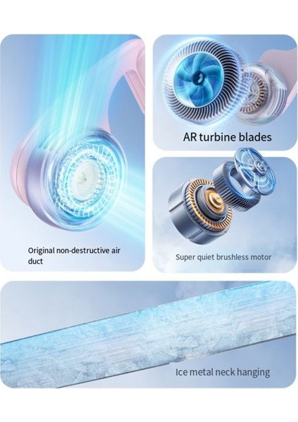 Taşınabilir Boyun Fanı, 1600MAH Şarj Edilebilir Giyilebilir Kişisel Fan, 5 Hız Ayarlanabilir, Seyahat Beyazı Için (Yurt Dışından)