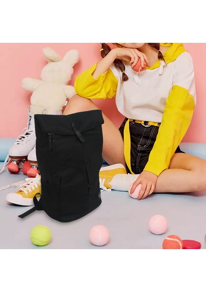 Moda Kanvas Rulo Omuz Çantası Renk Üniversite Öğrenci Çantası Büyük Kapasiteli Seyahat Spor Sırt Çantası Siyah (Yurt Dışından) fiyatları