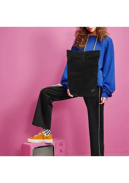 Moda Kanvas Rulo Omuz Çantası Renk Üniversite Öğrenci Çantası Büyük Kapasiteli Seyahat Spor Sırt Çantası Siyah (Yurt Dışından) modelleri