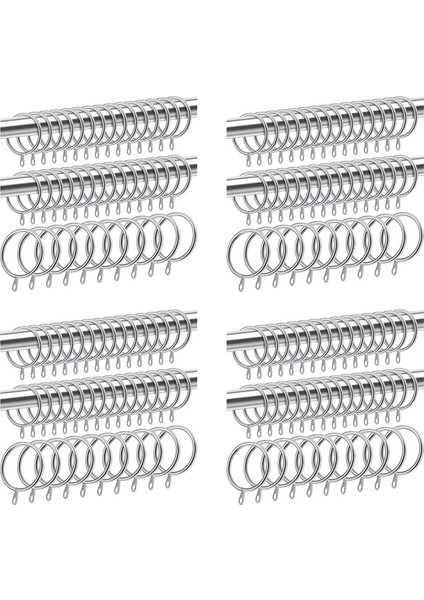 160 Adet Perde ve Direk Için Metal Perde Halkası, Sarkan Sürgülü Kuşgözü Halkası 32 mm Iç Çapı (Gümüş) (Yurt Dışından)