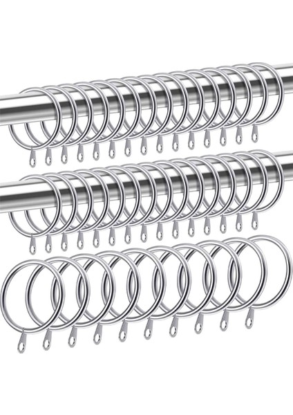 160 Adet Perde ve Direk Için Metal Perde Halkası, Sarkan Sürgülü Kuşgözü Halkası 32 mm Iç Çapı (Gümüş) (Yurt Dışından) indirimleri