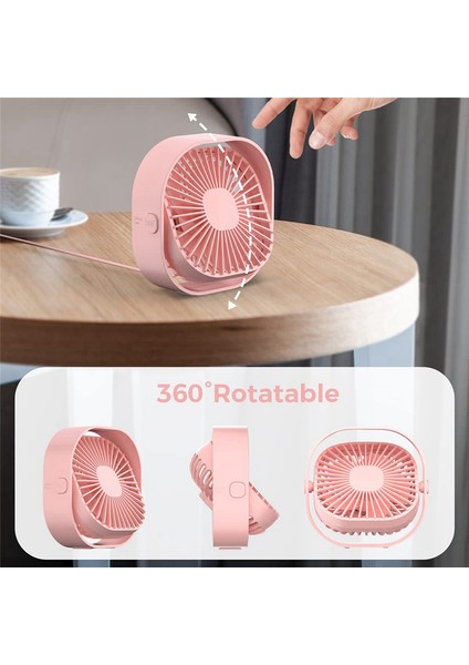 4 Inç USB Masa Fanı 3 Hız Taşınabilir Masa Küçük Soğutma 360°DÖNDÜRÜLEBILIR Sessiz Masaüstü Ev Ofis Için Pembe (Yurt Dışından) indirimleri