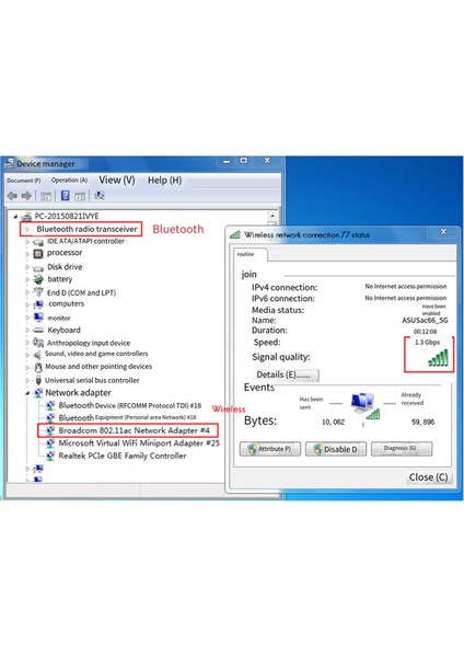 Broadcom Çip Nıc BCM94360HMB Dizüstü Bilgisayar Gigabit AC1300M Bluetooth 4.0 Kablosuz Nıc Pcı-E Arayüzü Nıc,b (Yurt Dışından)