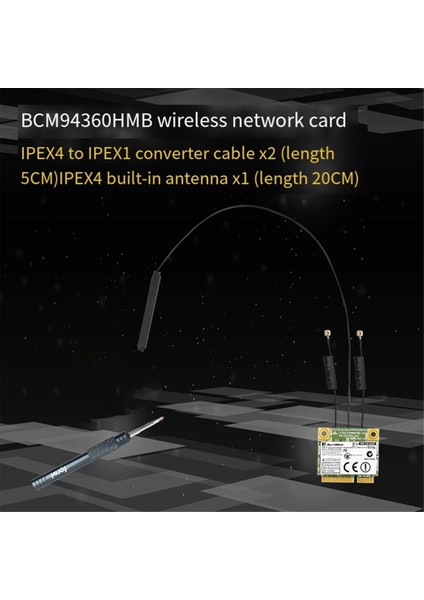 Broadcom Çip Nıc BCM94360HMB Dizüstü Bilgisayar Gigabit AC1300M Bluetooth 4.0 Kablosuz Nıc Pcı-E Arayüzü Nıc,b (Yurt Dışından)