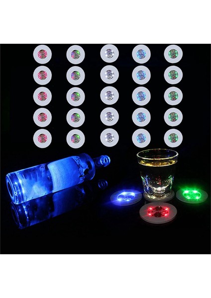 50 Adet LED Coaster Yuvarlak Flaş Bardak Mat Etiket Işıkları Şarap Likör Şişesi, Içecek Partisi, Bar Partisi (Yurt Dışından) modelleri